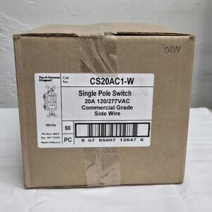 Lot of 50 Pass & Seymour Legrand Single Pole Switch 20A 120/277VAC CS20AC1-W New